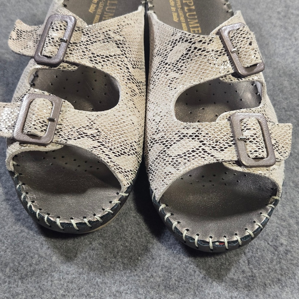 La Plume 'Jen' snake-print sandals Sz US 10 (41) Italian Leather sizeable clips
